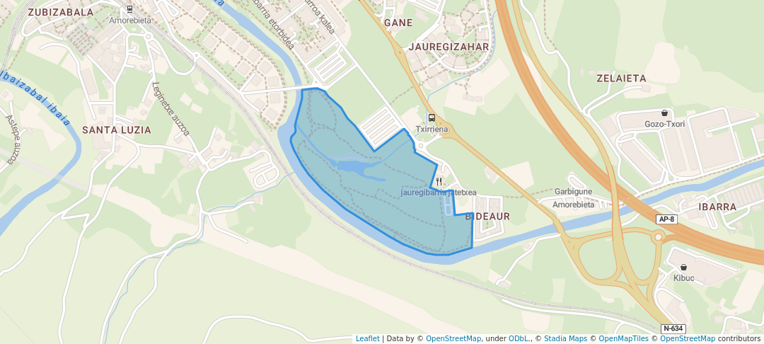 walking in Jauregibarria parkea map in Amorebieta-Etxano