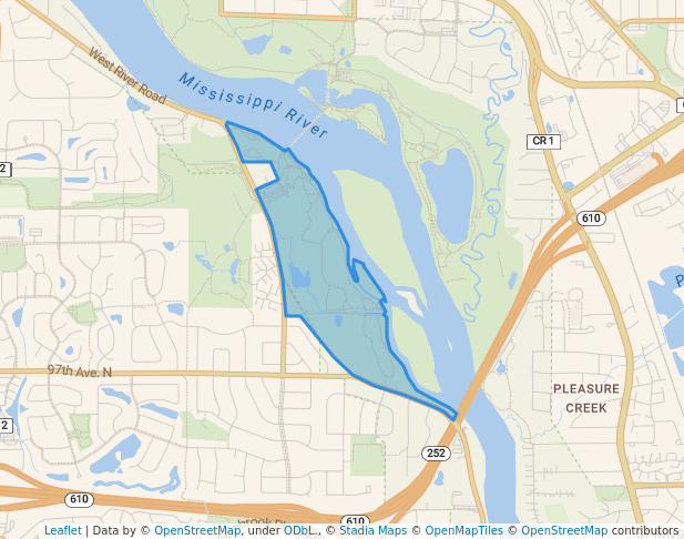 walking in Mississippi Gateway Regional Park map in Brooklyn Park