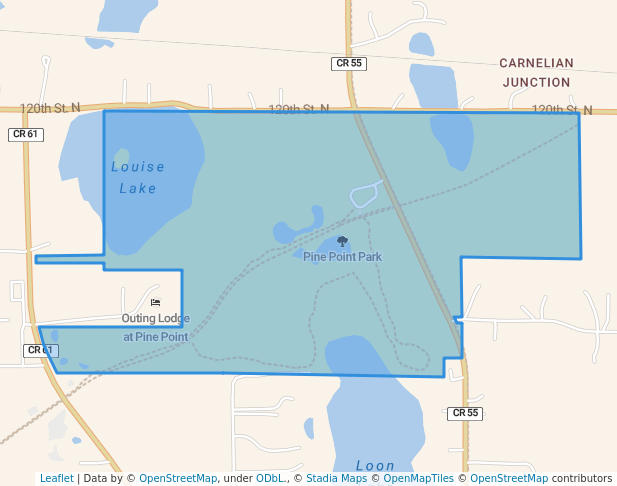 walking in Pine Point Park map in Stillwater
