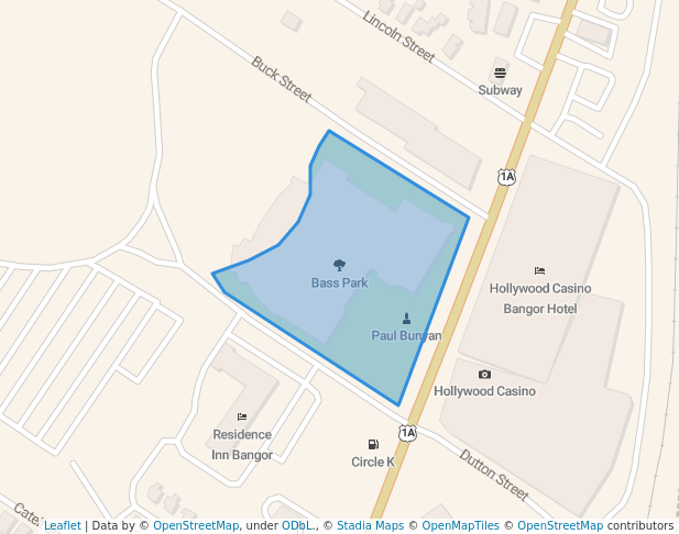 walking in Bass Park map in Bangor