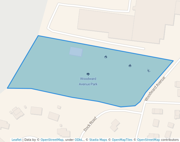 walking in Woodward Avenue Park map in Norwalk