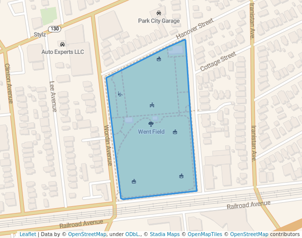 walking in Went Field map in Bridgeport