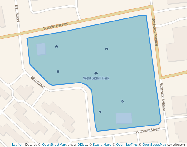 walking in West Side II Park map in Bridgeport