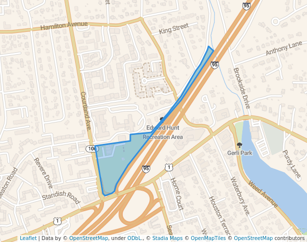 walking in Edward Hunt Recreation Area map in Stamford