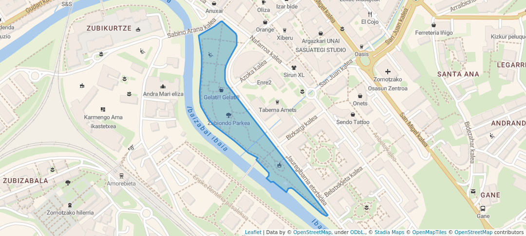 walking in Zubiondo Parkea map in Amorebieta-Etxano