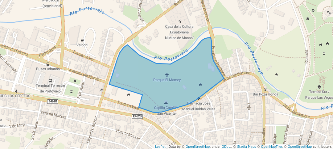 walking in Parque El Mamey map in Portoviejo