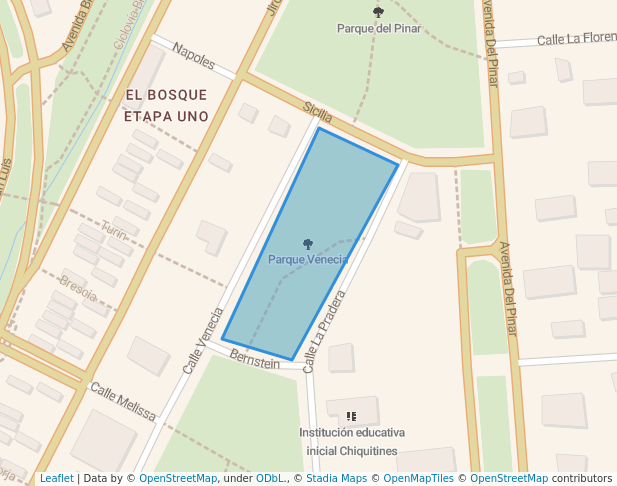 walking in Parque Venecia map in San Borja