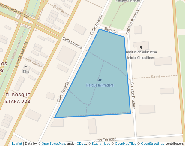 walking in Parque la Pradera map in San Borja