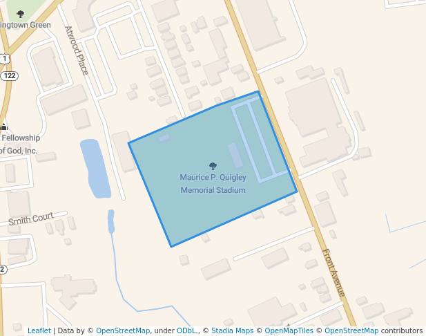 walking in Maurice P. Quigley Memorial Stadium map in West Haven