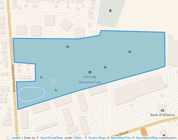 walking in Kennedy Memorial Park map in West Hartford