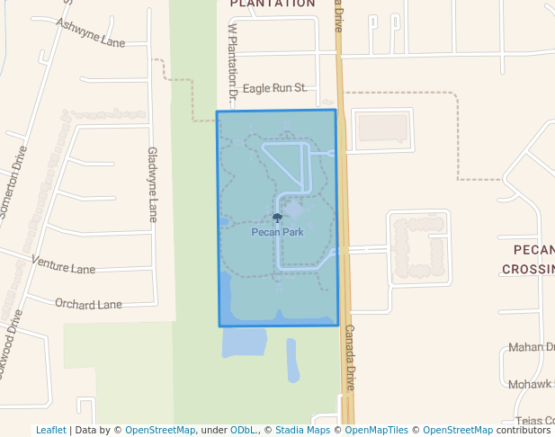 walking in Pecan Park map in La Porte