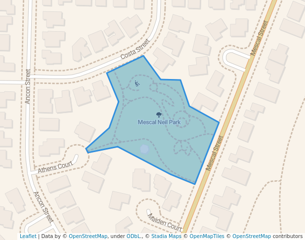 walking in Mescal Neil Park map in Seaside