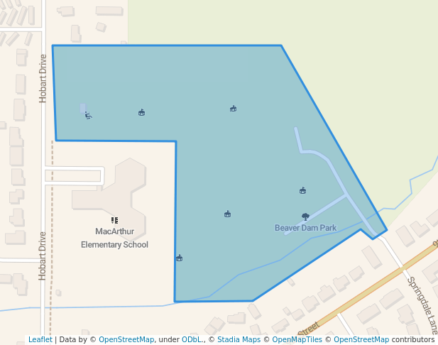 walking in Beaver Dam Park map in Green Bay