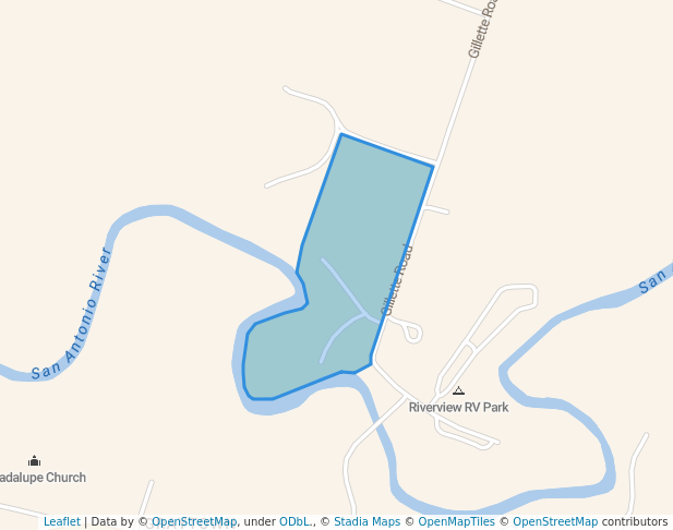 walking in Greytown Park on the San Antonio River map in Elmendorf