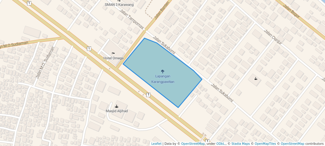 walking in Lapangan Karangpawitan map in West Karawang