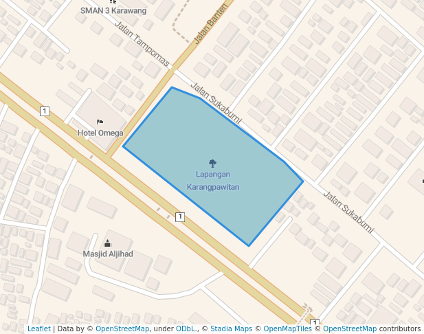 walking in Lapangan Karangpawitan map in West Karawang