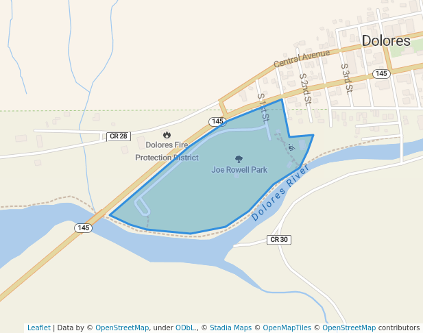 walking in Joe Rowell Park map in Dolores