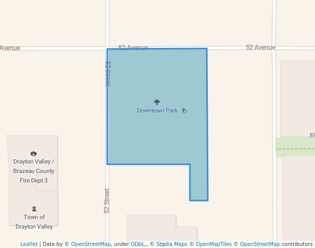 walking in Downtown Park map in Drayton Valley