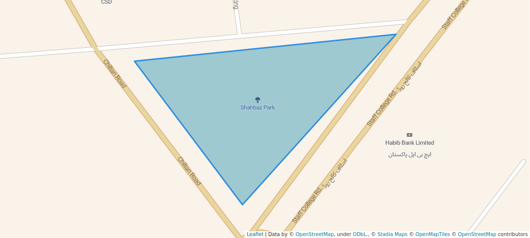 walking in Shahbaz Park map in Quetta