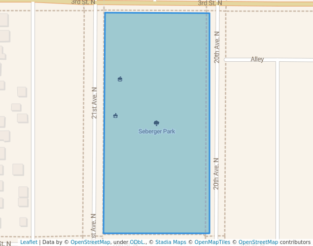 walking in Seberger Park map in St. Cloud
