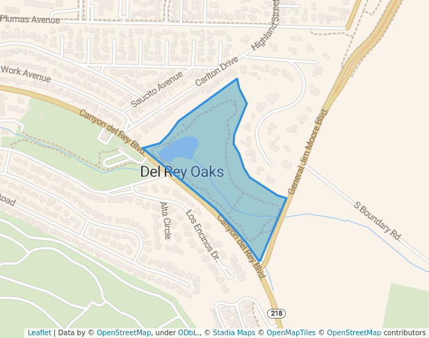 walking in Frog Pond Wetland Preserve map in Del Rey Oaks