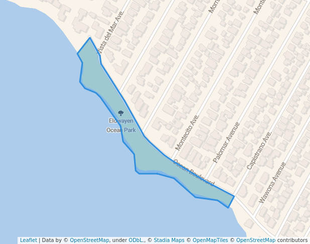 walking in Eldwayen Ocean Park map in Pismo Beach