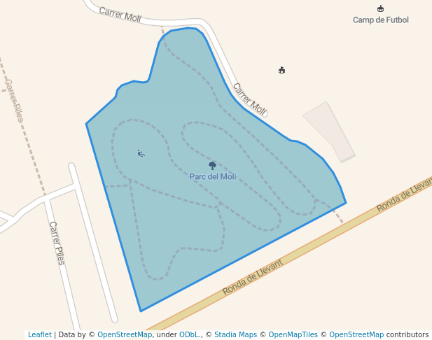 walking in Parc del Molí map in Miramar