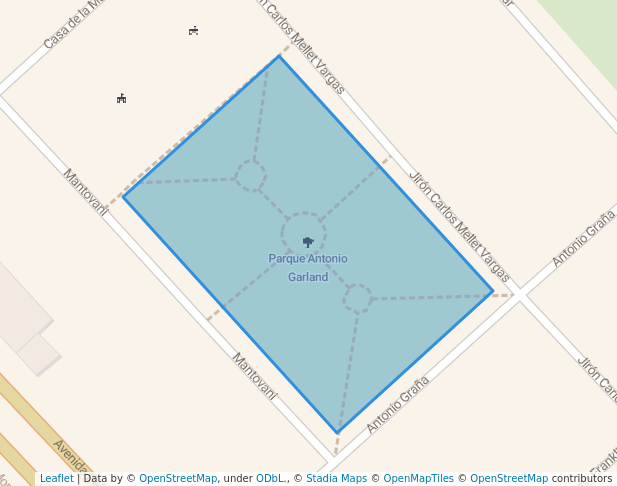 walking in Parque Antonio Garland map in Chorrillos