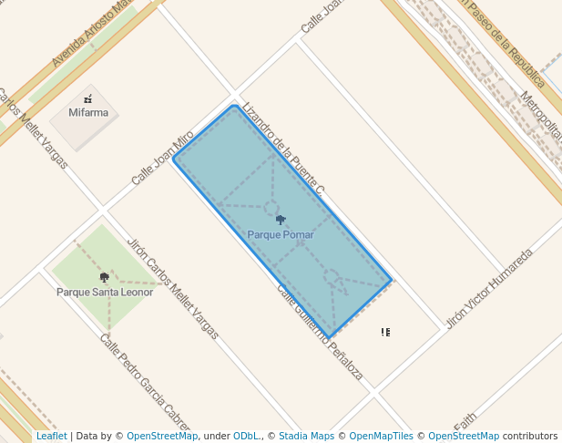 walking in Parque Pomar map in Chorrillos