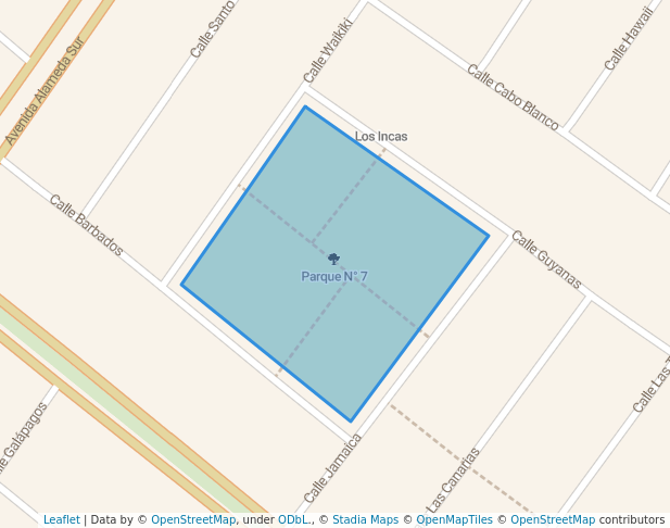 walking in Parque N° 7 map in Chorrillos