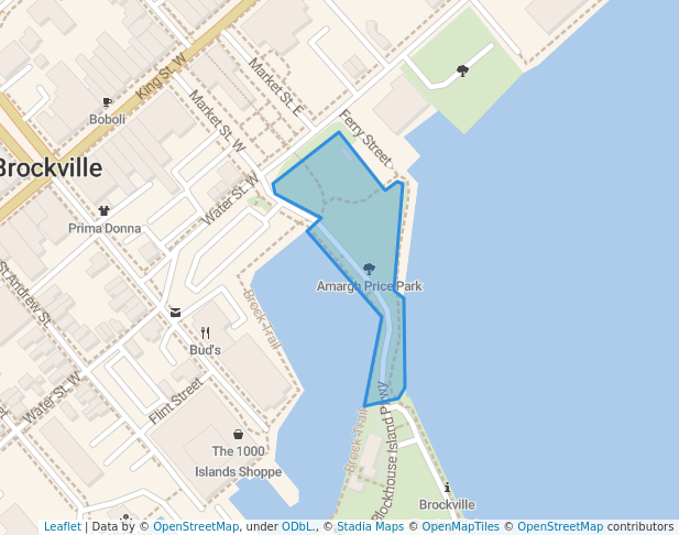 walking in Amargh Price Park map in Brockville