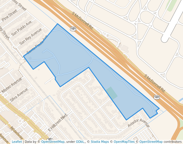 walking in Bayside Manor Park map in Millbrae