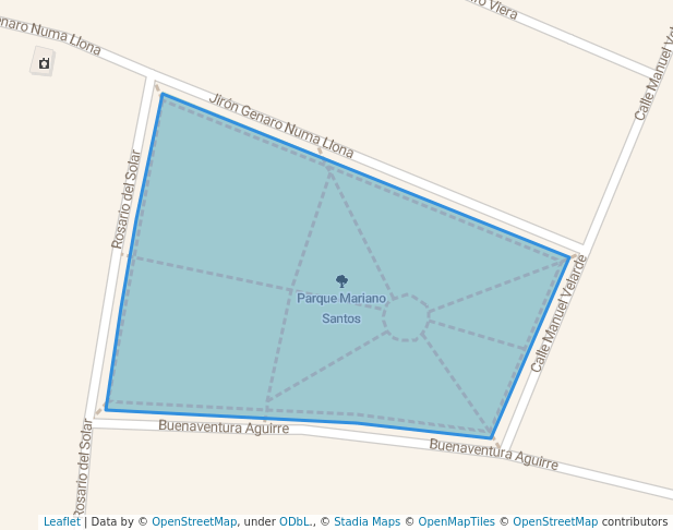 walking in Parque Mariano Santos map in San Juan de Miraflores