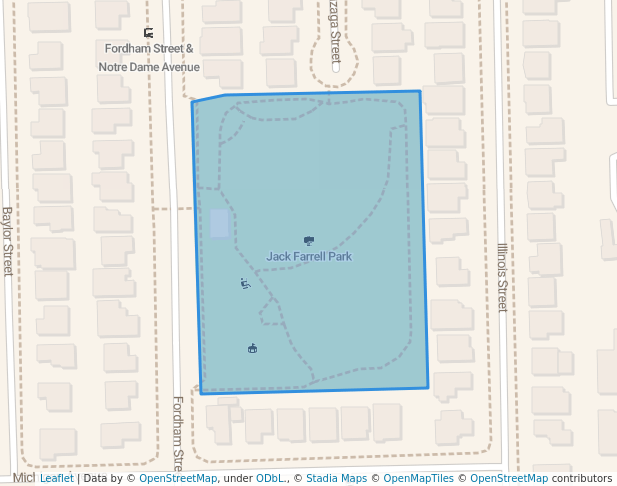 walking in Jack Farrell Park map in East Palo Alto