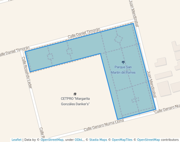 walking in Parque San Martín de Porres map in San Juan de Miraflores