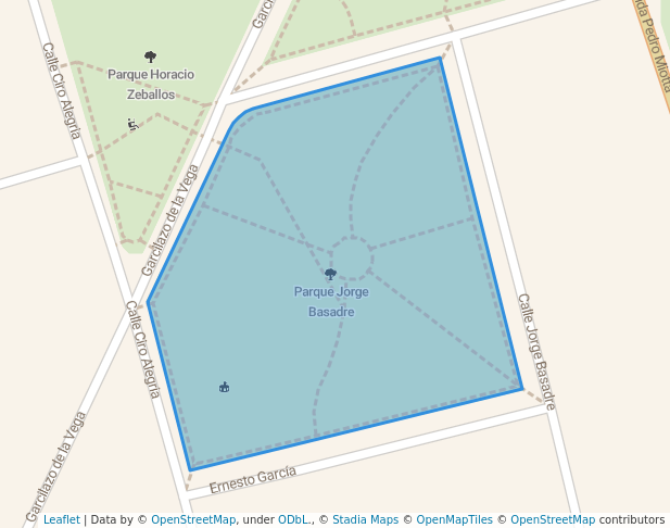 walking in Parque Jorge Basadre map in San Juan de Miraflores