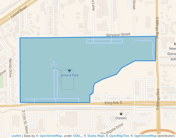 walking in Amend Park map in Billings