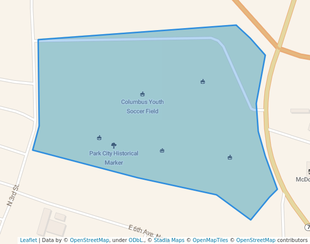 walking in Granite Peak Park map in Columbus