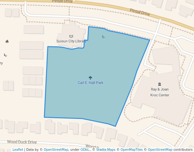 walking in Hall Park map in Suisun City