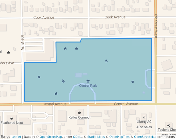 walking in Central Park map in Billings