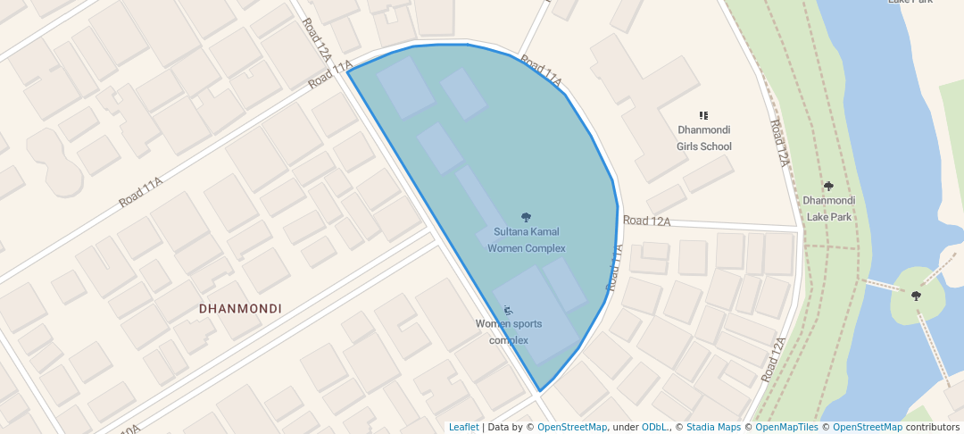 walking in Sultana Kamal Women Complex map in Dhaka