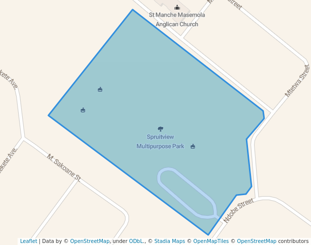 walking in Spruitview Multipurpose Park map in Katlehong