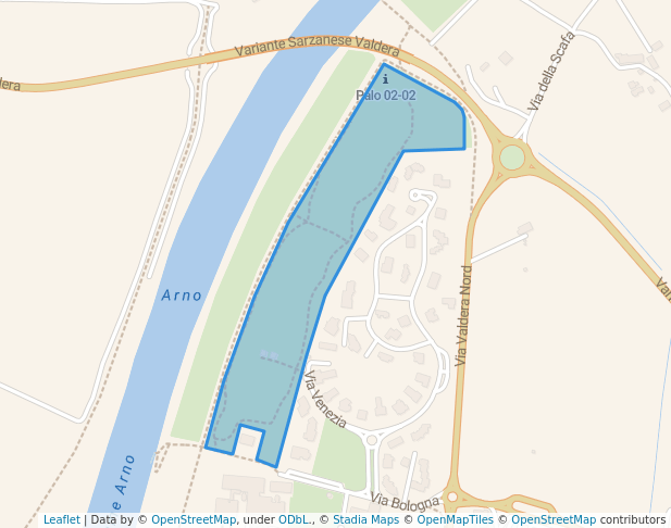 walking in Parco dei salici map in Pontedera