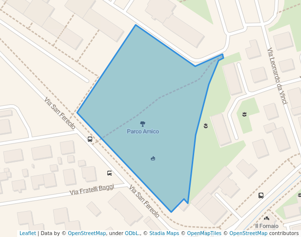 walking in Parco Amico map in Lodi