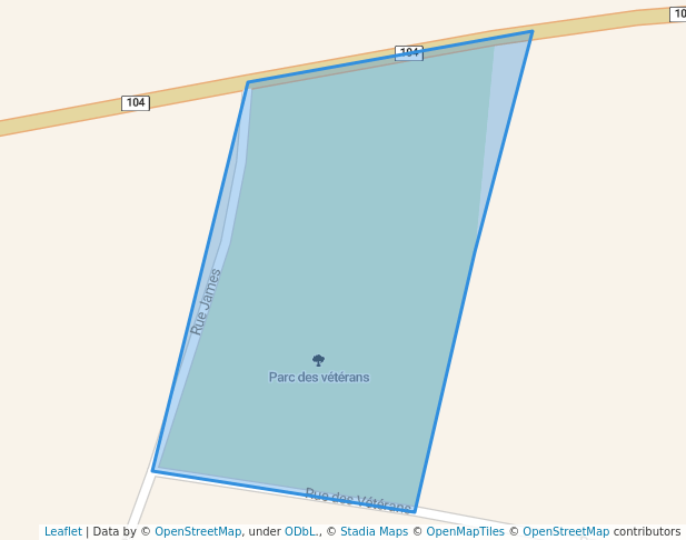 walking in Veterans Park map in Knowlton