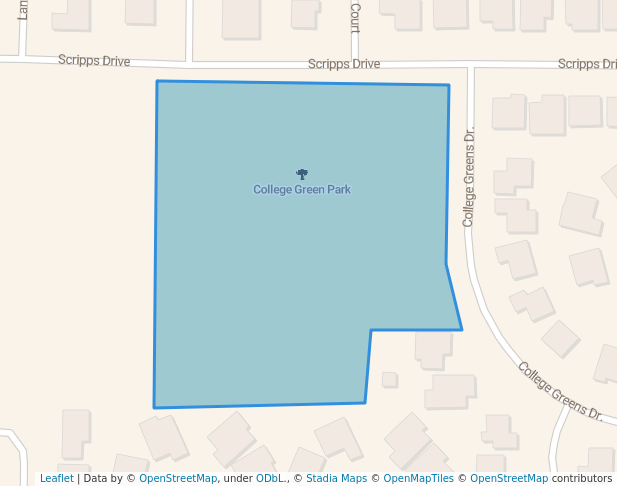 walking in College Green Park map in Los Banos