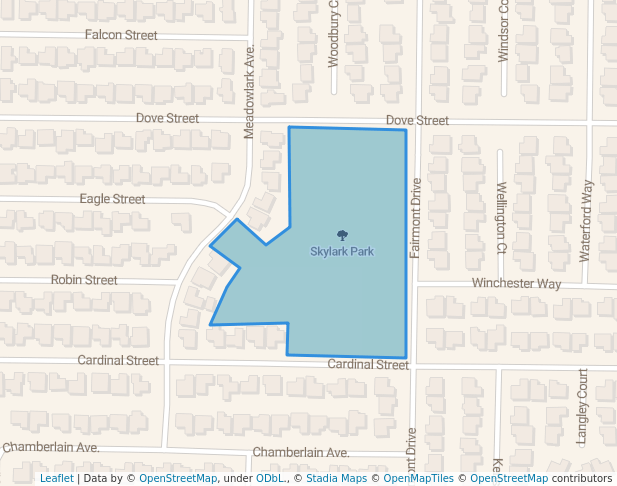 walking in Skylark Park map in Los Banos
