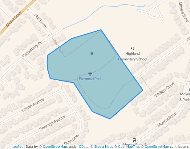 walking in Fairmead Park map in Richmond