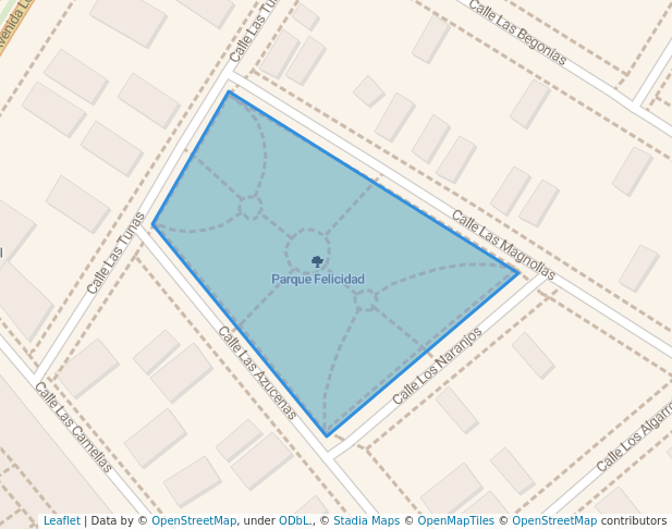 walking in Parque Felicidad map in San Juan de Miraflores