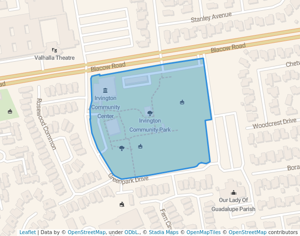 walking in Irvington Community Park map in Fremont